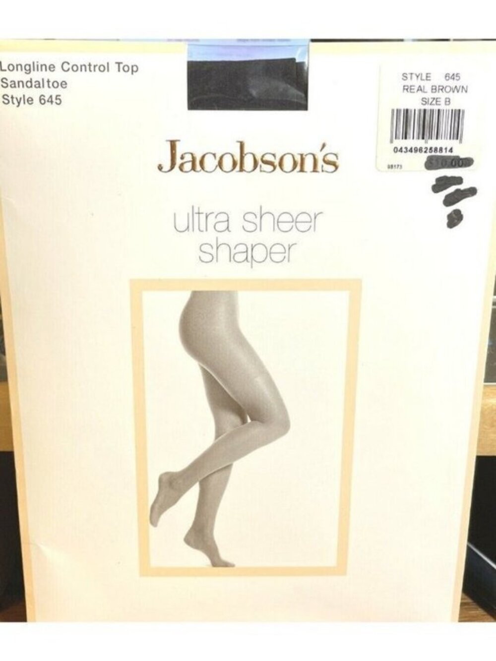 VTG Womens Jacobsons Ultra Sheer Shaper Control Top Pantyhose Sandaltoe Brn Sz B - Picture 3 of 5